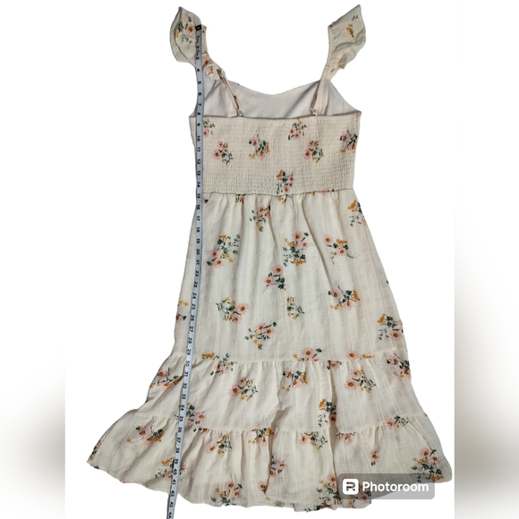 🆕 Lily Rose Ivory floral midi dress sleeveless tiered size M - Picture 8 of 12